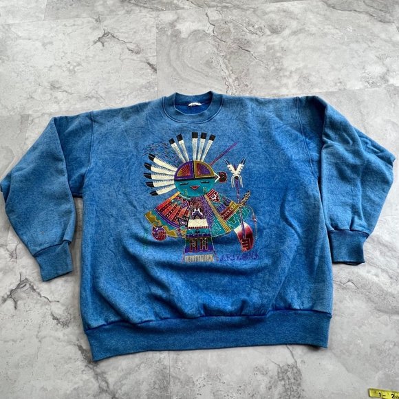 Source Unknown Tops - 90s Gilden Sweatshirt Unisex Size Medium Native Tribal Southwestern‎ Crewneck